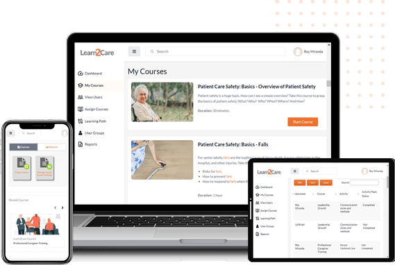 Online Caregiver Training Dashboard - Learn2Care